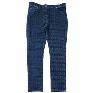 Escada Blue Black Square Design Straight Leg Mid Rise Women Sz‎ 40 Stretch Jeans